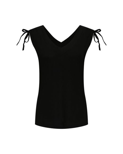 S.oliver Black Fließendes V-Neck Top mit Raffung im Schulterbereich schwarz 38