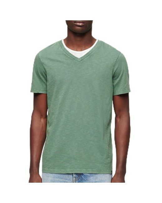 Superdry Slub Short Sleeve V Neck T-shirt S Green for men