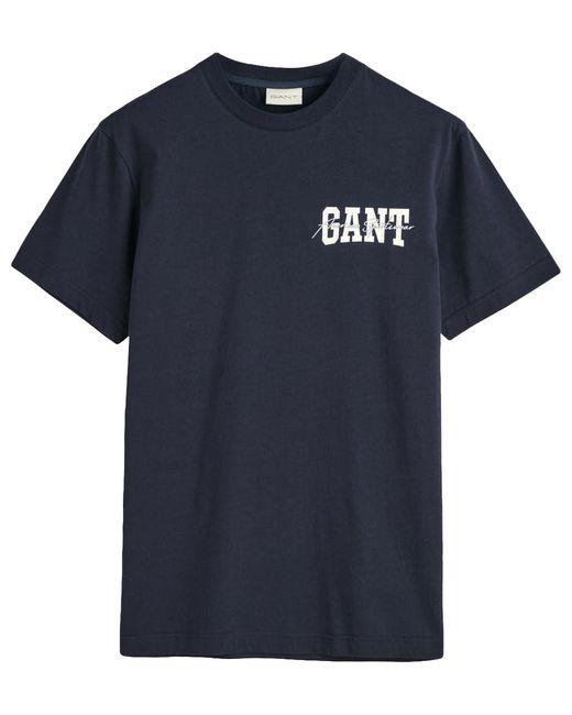 Gant Blue Arch Script Ss T-shirt for men