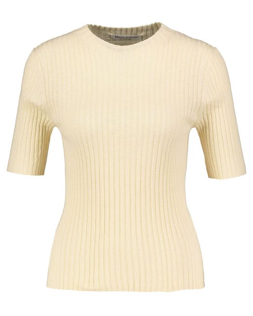 Marc O' Polo Natural Strickpullover Kurzarm Sand