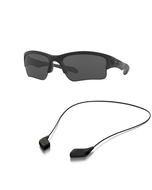 Oakley Metallic Sunglasses Bundle: Oo 9200 920006 Quarter Jacket Matte Black Gre Accessory Shiny Black Leash Kit for men