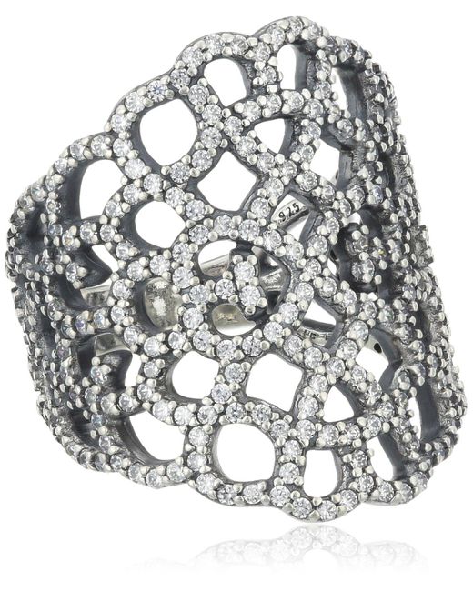 Pandora Metallic Ring 925 Silber Zirkonia weiß Gr. 58