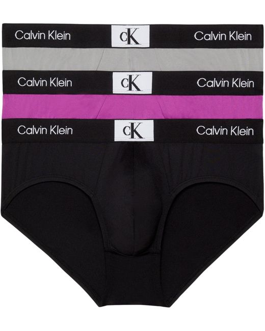 Calzoncillos hip briefs Pack de 3 Hombre Tejido elástico Calvin Klein de hombre de color Black