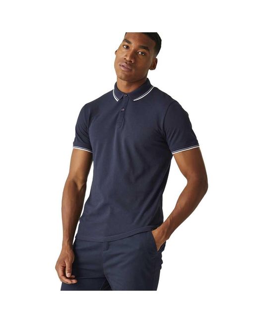 Regatta Blue S Tadeo Coolweave Cotton Short Sleeve Polo Shirt for men