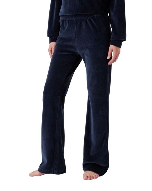 Emporio Armani Blue Bell Fit Ribbed Velour Sweatpants
