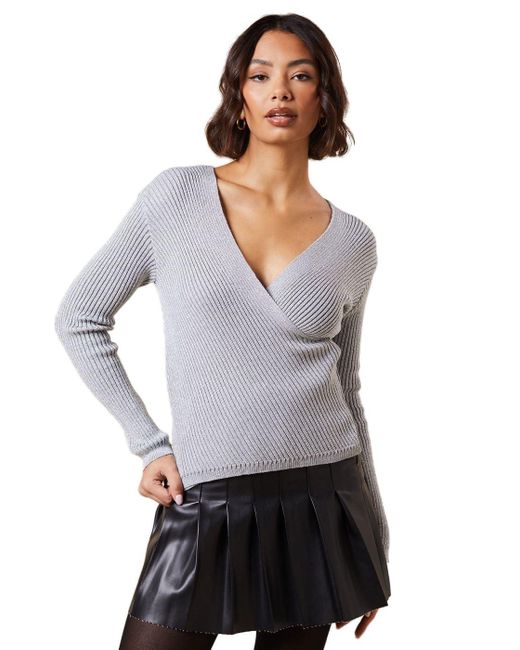 Dorothy Perkins White Tall Wrap Knitted Top