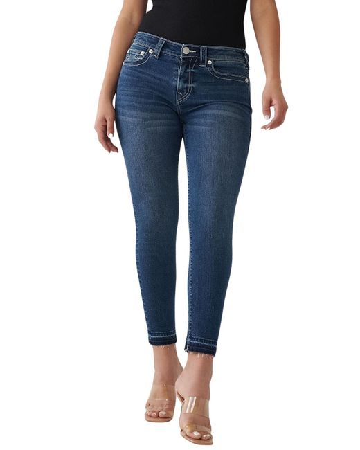 True Religion Blue Jennie Mid-Rise Ankle Curvy Skinny Jeans