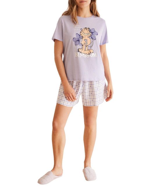 Pijama Corto 100% algodón Garfield Juego Women'secret de color Purple