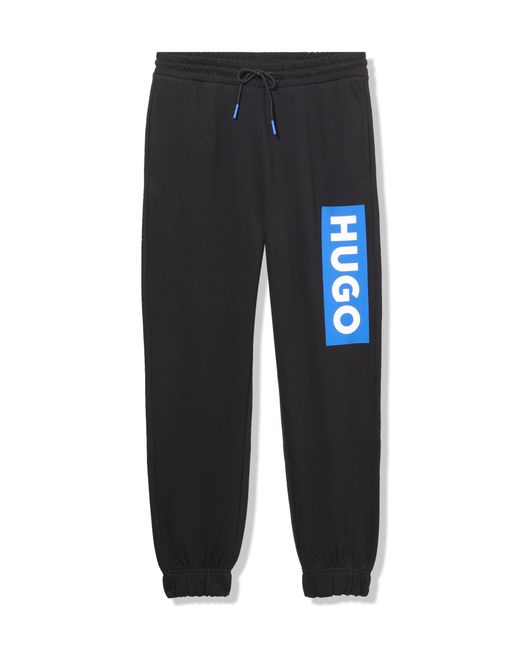 HUGO Blue Vertical Logo Cotton Sweatpants for men