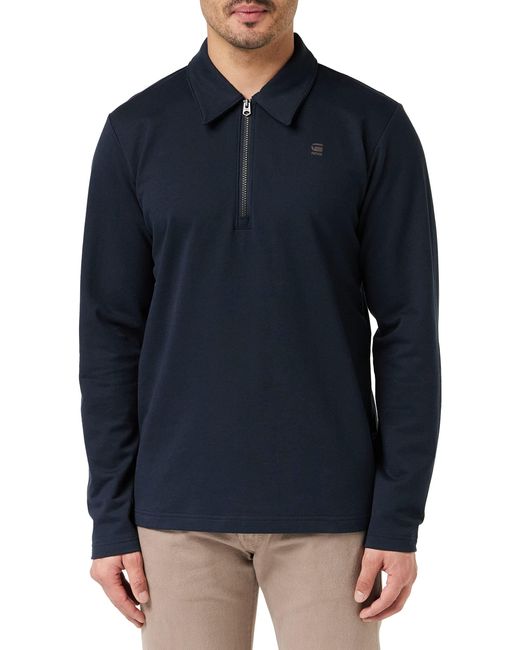 Polo Half Zip Lightweight Sweatshirt G-Star RAW de hombre de color Blue