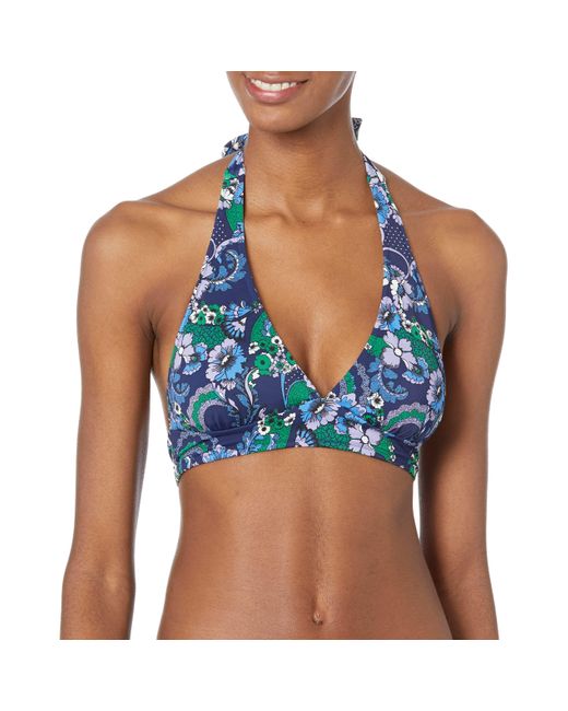 Amazon Essentials Lichte Ondersteuning Stropdas Halter Bikini Badpak Top in het Blue