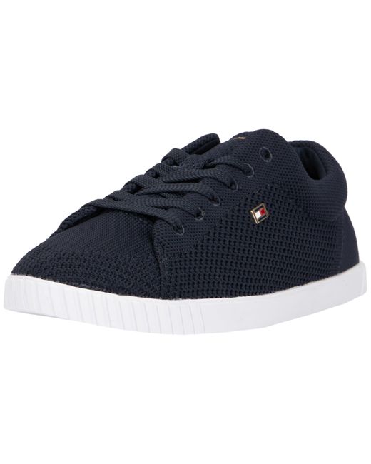 Tommy Hilfiger Blue Flag Lace Up Sneaker Knit Fw0fw08074 Cupsole