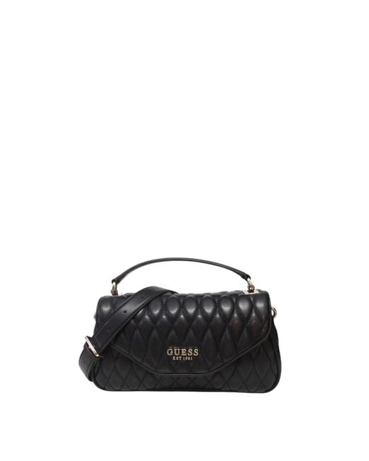 Guess Schoudertas Handtas Valla Top Handle Flap Bag Black Zwart