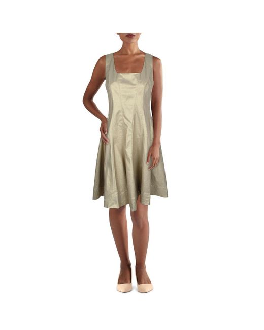 Tommy Hilfiger Natural Fit And Flare Sleeveless Square Neck Dress