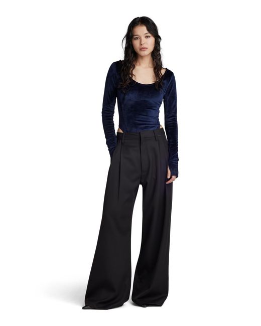 G-Star Deep Scoop Slim Body Lange Mouwen Tops in het Blue