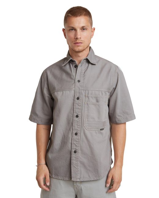 G-Star RAW Gray Double Pocket Relaxed Shirt Ss for men