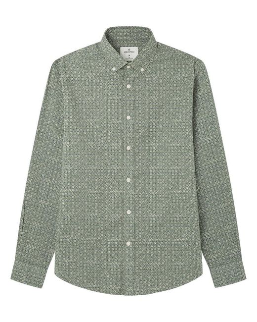 Reconsider Slub L/S Shirt Printed Cotton Fabric IN Regular FIT Camisa Springfield de hombre de color Green