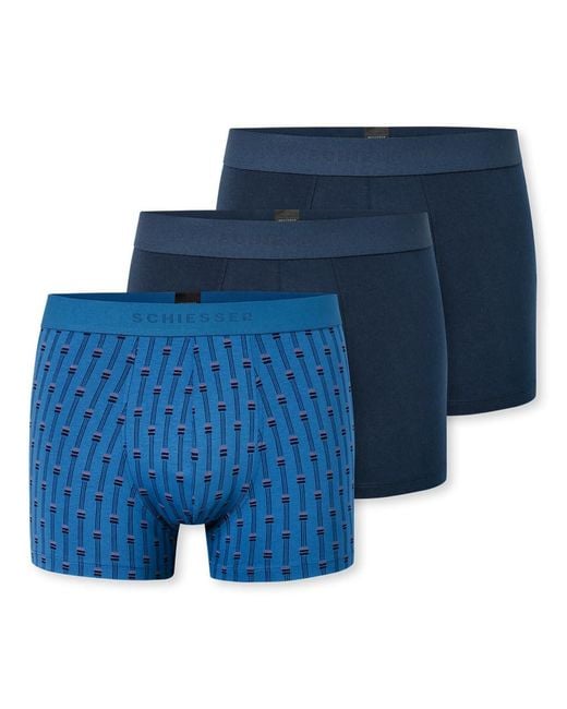Schiesser 3 Pack Bio Baumwolle Multipack-95/5 Organic Boxershorts in Blue für Herren