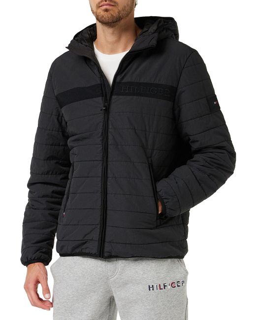 Veste Padded Hooded Jacket Mi-Saison Tommy Hilfiger pour homme en coloris Black