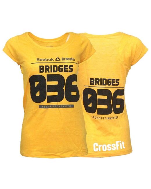 Reebok Yellow Josh Bridges 2013 Crossfit Games Orange Athlete Jersey Playdry Performance T-shirt A35683