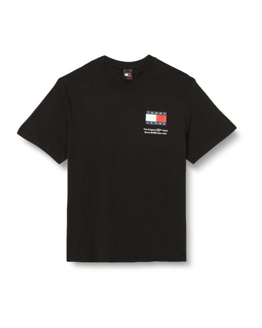 Tommy Hilfiger Black Short-sleeve T-shirt Essential Flag Tee Slim Fit for men
