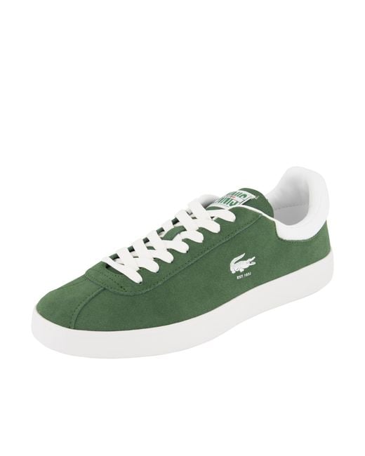 Lacoste Green Logo-debossed Suede Sneakers for men