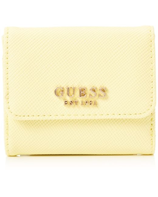 Guess Yellow Laurel Saffian-optik Bi-fold Wallet