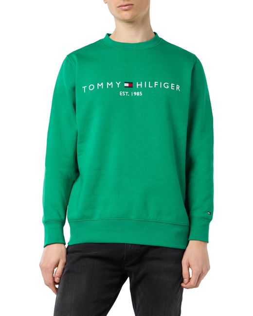 Tommy Hilfiger Green Tommy Logo Sweatshirt Without Hood for men