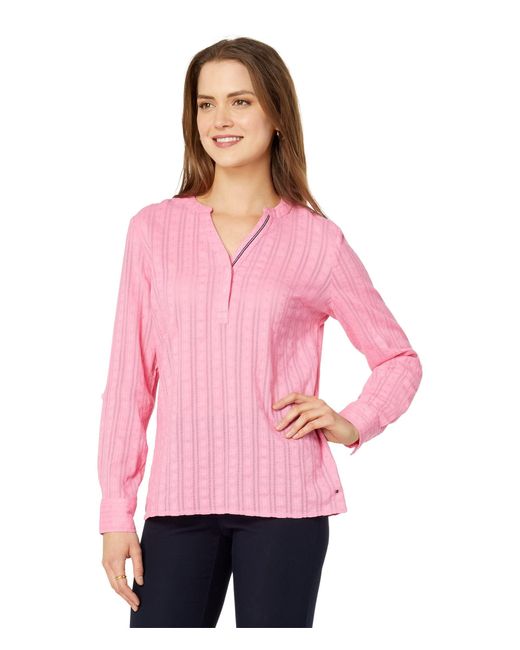 Tommy Hilfiger Pink Long Sleeve Y-neckline Shirt
