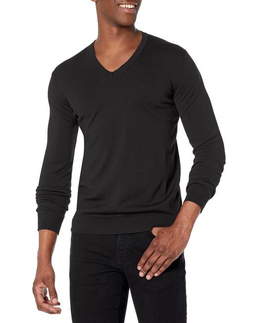HUGO Black Tonal Logo V-neck Sweater for men