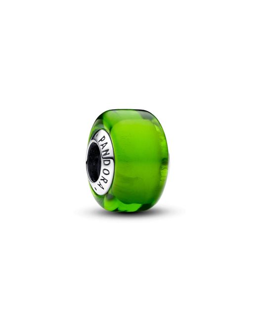 Pandora Moments Sterling Silver Charm With Green Murano Glass