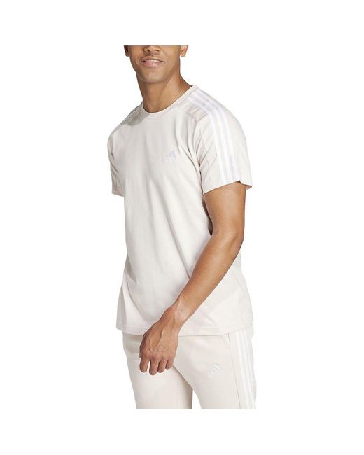 Adidas Essentials Single Jersey 3-stripes T-shirt Met Korte Mouwen in het White voor heren