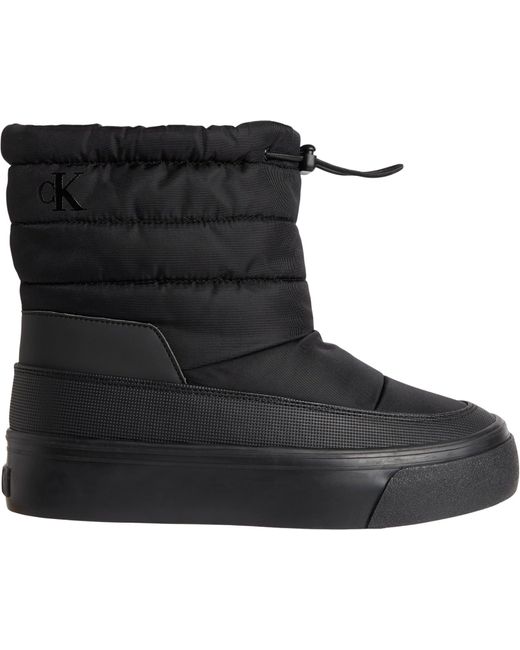 Calvin Klein Black Mid Boot Stiefel Snowboot Nylon Mix mit Plateau