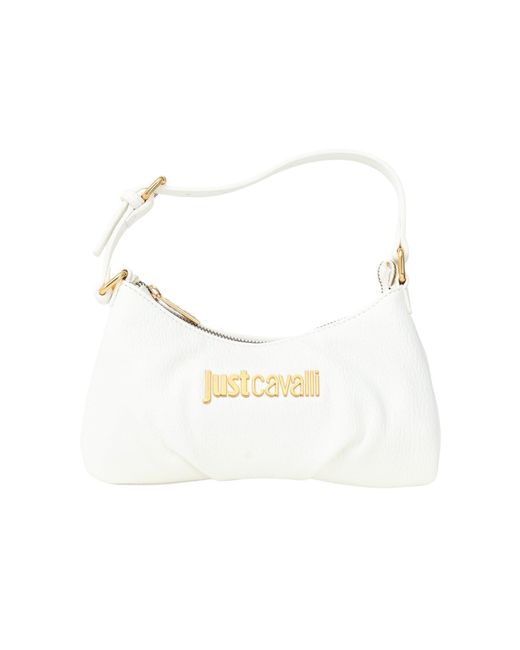 Just Cavalli White Weiße Schultertasche für mit Logo