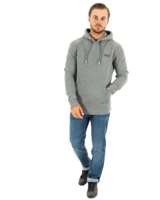 Superdry Gray Hooded Sweatshirt With Embroidered Logo Green for men