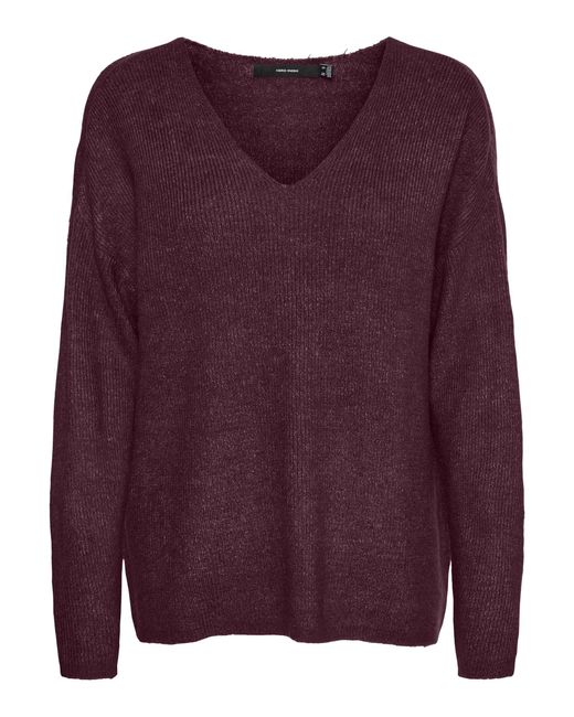 Vero Moda Purple Vmcrewlefile Ls V-neck Blouse Noos Sweater