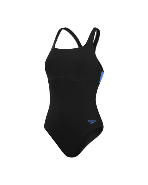 Speedo Black Flex Band Swimsuit With Integrated Swim Bra | Swim Fitness | Training