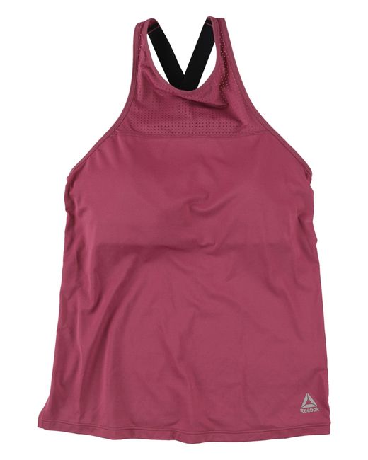 Reebok Red S Fitted Racerback Tank Top