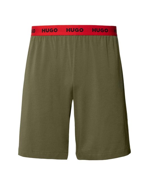 HUGO Pyjamashorts Linked Short Pant mit umlaufendem Markenschriftzug am Bund in Green für Herren