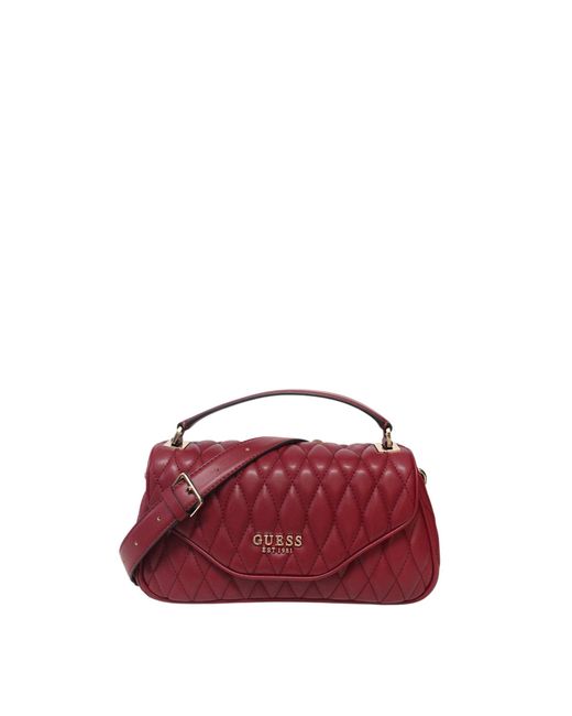 Guess Schoudertas Handtas Valla Top Handle Flap Bag Red Donkerrood
