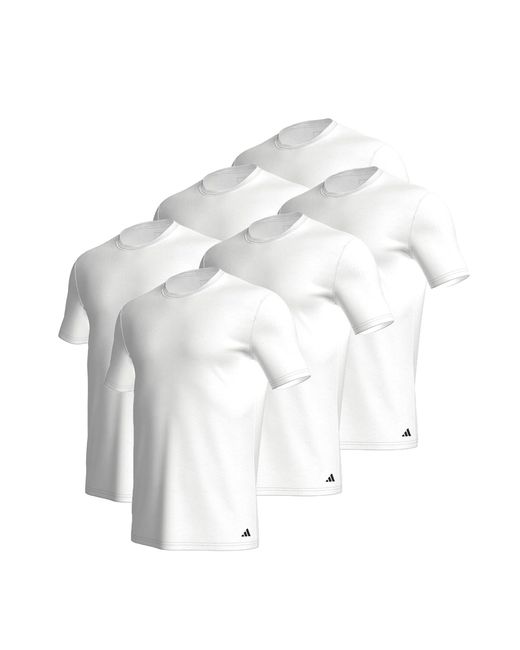 Lot de 6 t-shirts à col rond en coton durable pour homme Adidas pour homme en coloris White