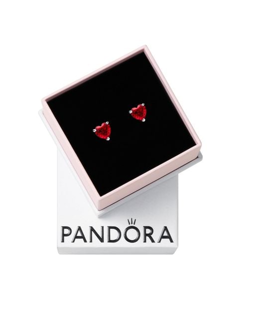 Timeless Collar con diseño de corazón de plata de ley con cristales rojo cereza jubileo y circonitas cúbicas transparentes Pandora de color Black
