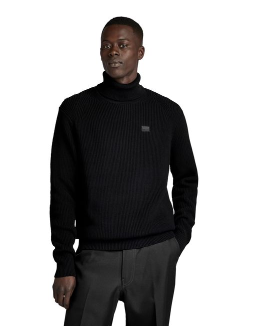 G-Star RAW Black Pullover Turtle Knitted for men