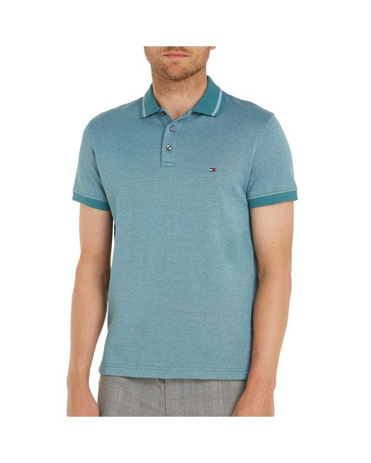 Tommy Hilfiger Blue Pretwist Mouline Short-sleeve Polo Shirt Slim Fit for men