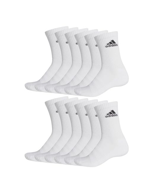 Lot de 6 paires de chaussettes de sport unisexes pour homme et femme Adidas en coloris White