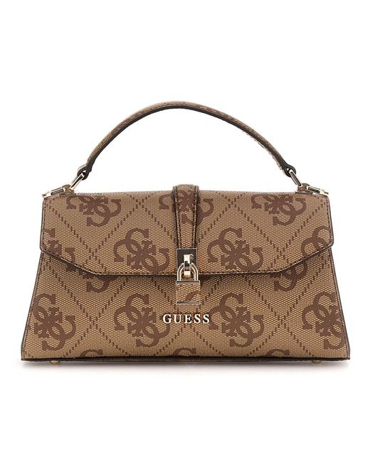 GUESS Nolana Top Handle Flap Bag – Borsa A Tracolla Lucida In Nero - 3