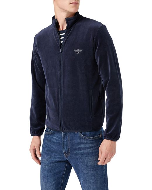 Ribbed Chenille brodé Logo Eagle Sweat zippé Maillot de survêtement Emporio  Armani pour homme en coloris Bleu | Lyst