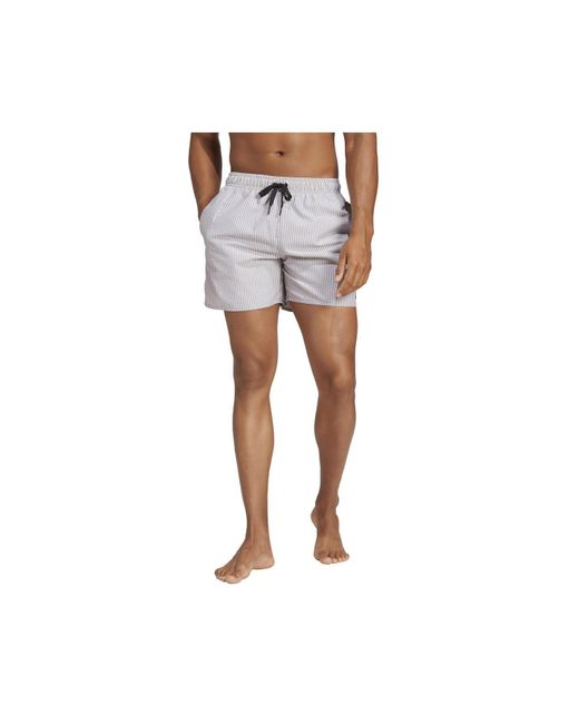 Adidas Gray Stripey Classics Swim Shorts Short Length for men