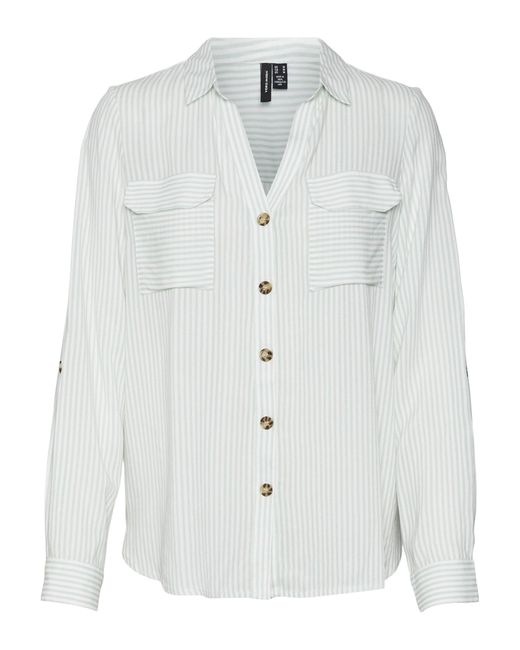 Vmbumpy L/S Shirt New Wvn Ga Noos Camicia da Donna di Vero Moda in White