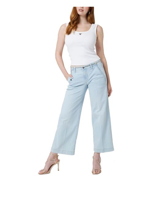 Guess Blue Eco Zoya Weites Bein Crop